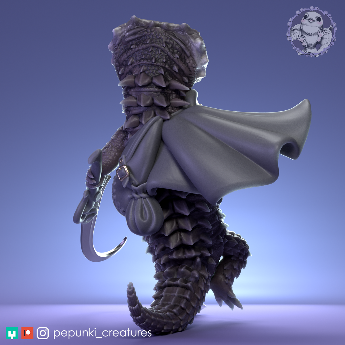 Red Eyed Crocodile Skink (RECS) Scimitar | D&D Humblewood TTRPG Miniature | Pepunki Creatures