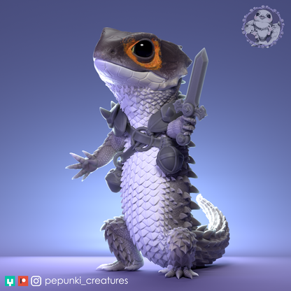 Red Eyed Crocodile Skink (RECS) Sword | D&D Humblewood TTRPG Miniature | Pepunki Creatures