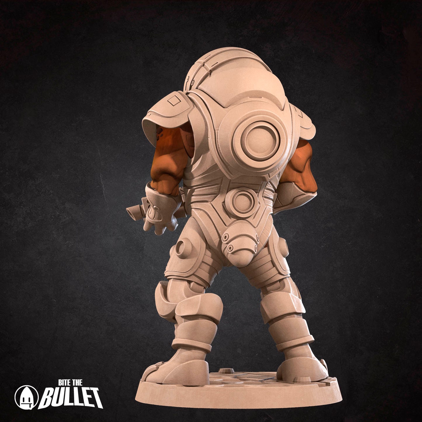 Space Turtle Berserker D&D miniature from Tattles Told 3D featuring a detailed space turtle character with armor and weapon.