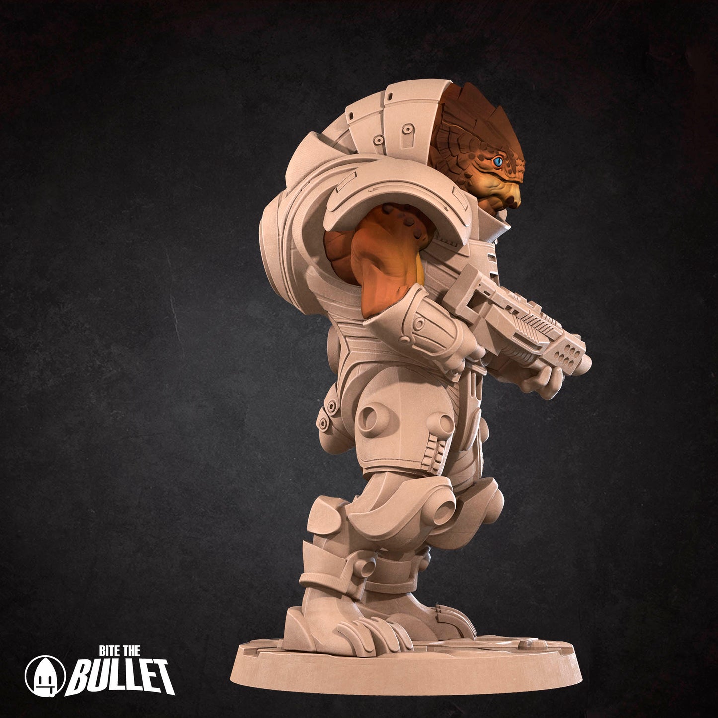 Space Turtle Berserker miniature from D&D TTRPG set by Tattles Told 3D, featuring a detailed turtle with a fierce stance and space-themed design.