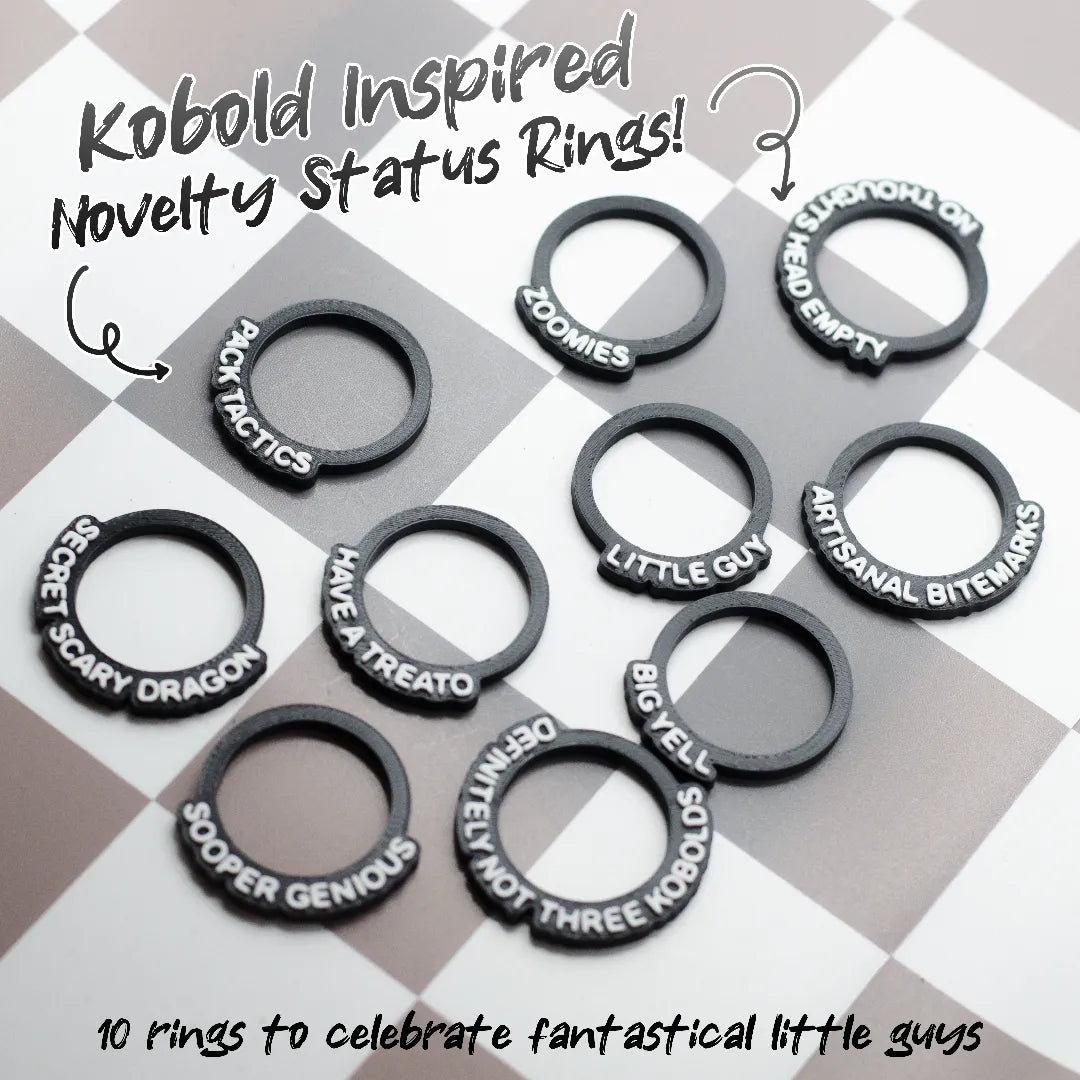 10 Kobold Novelty Status Rings, An Ode to Chaotic Little Guys | D&D TTRPG Game Accessory | Found Family Adventurecrafts