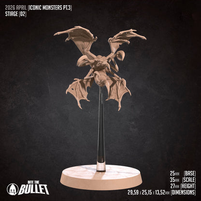 D&D Stirges miniature by Tattles Told 3D, detailed model of bloodsucking insect creature for tabletop RPG gameplay.