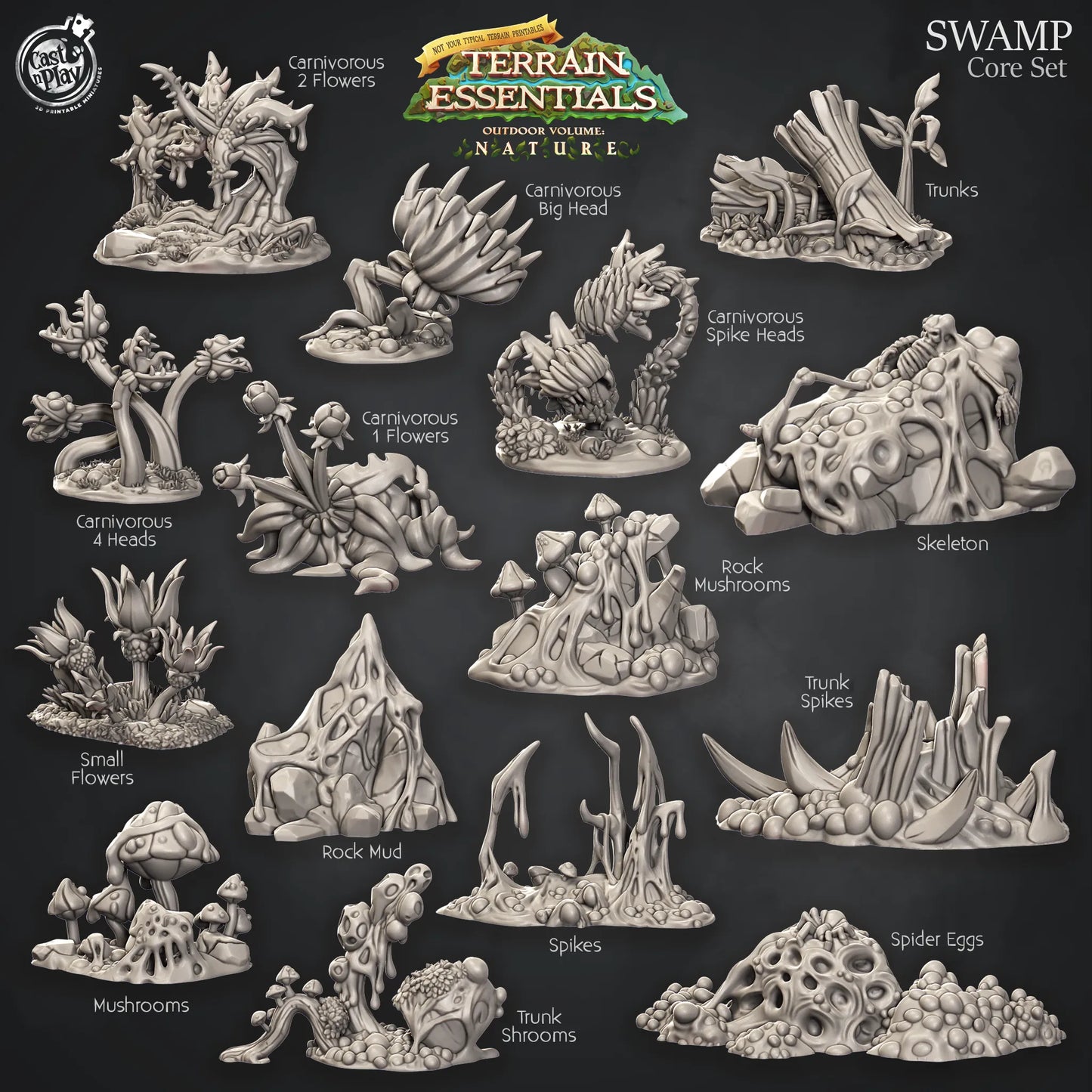 Swamp Set | TTRPG Scatter Diorama Dollhouse Miniature | Terrain Essentials