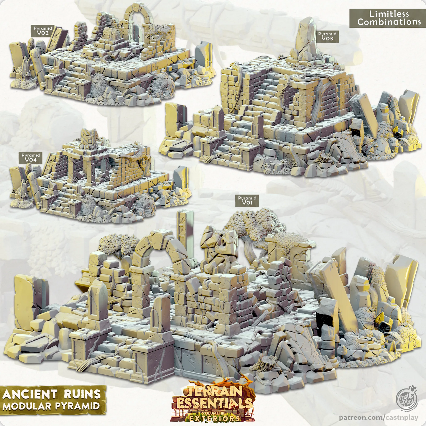 Ancient Ruins Set | TTRPG Scatter Diorama Dollhouse Miniature | Terrain Essentials