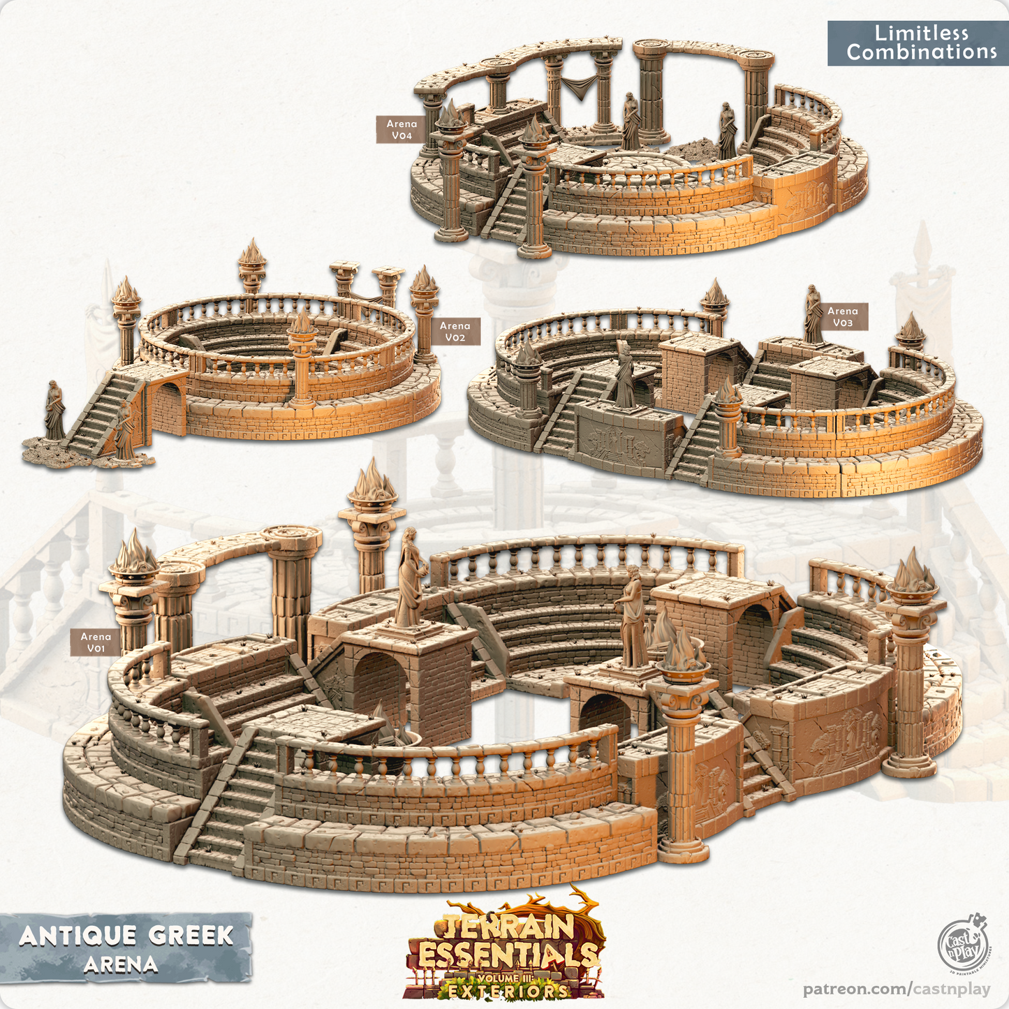 Antique Greek Set | TTRPG Scatter Diorama Dollhouse Miniature | Terrain Essentials