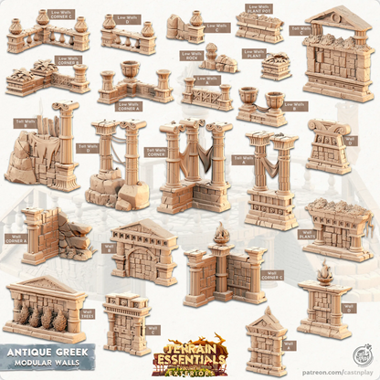 Antique Greek Set | TTRPG Scatter Diorama Dollhouse Miniature | Terrain Essentials