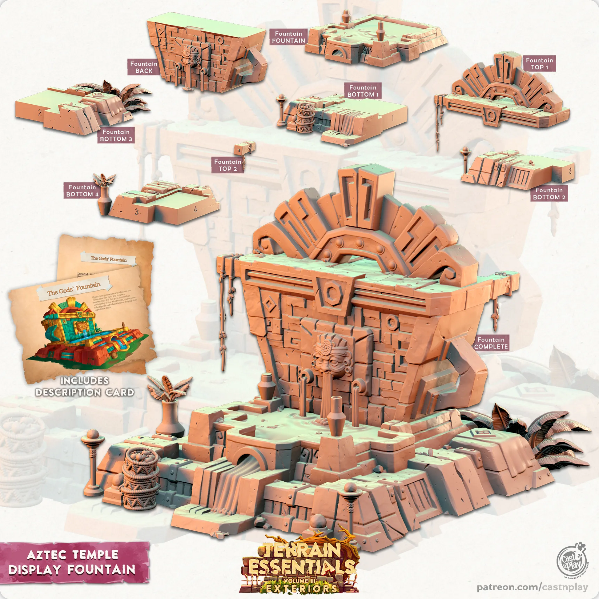 Aztec Temple Set | TTRPG Scatter Diorama Dollhouse Miniature | Terrain Essentials