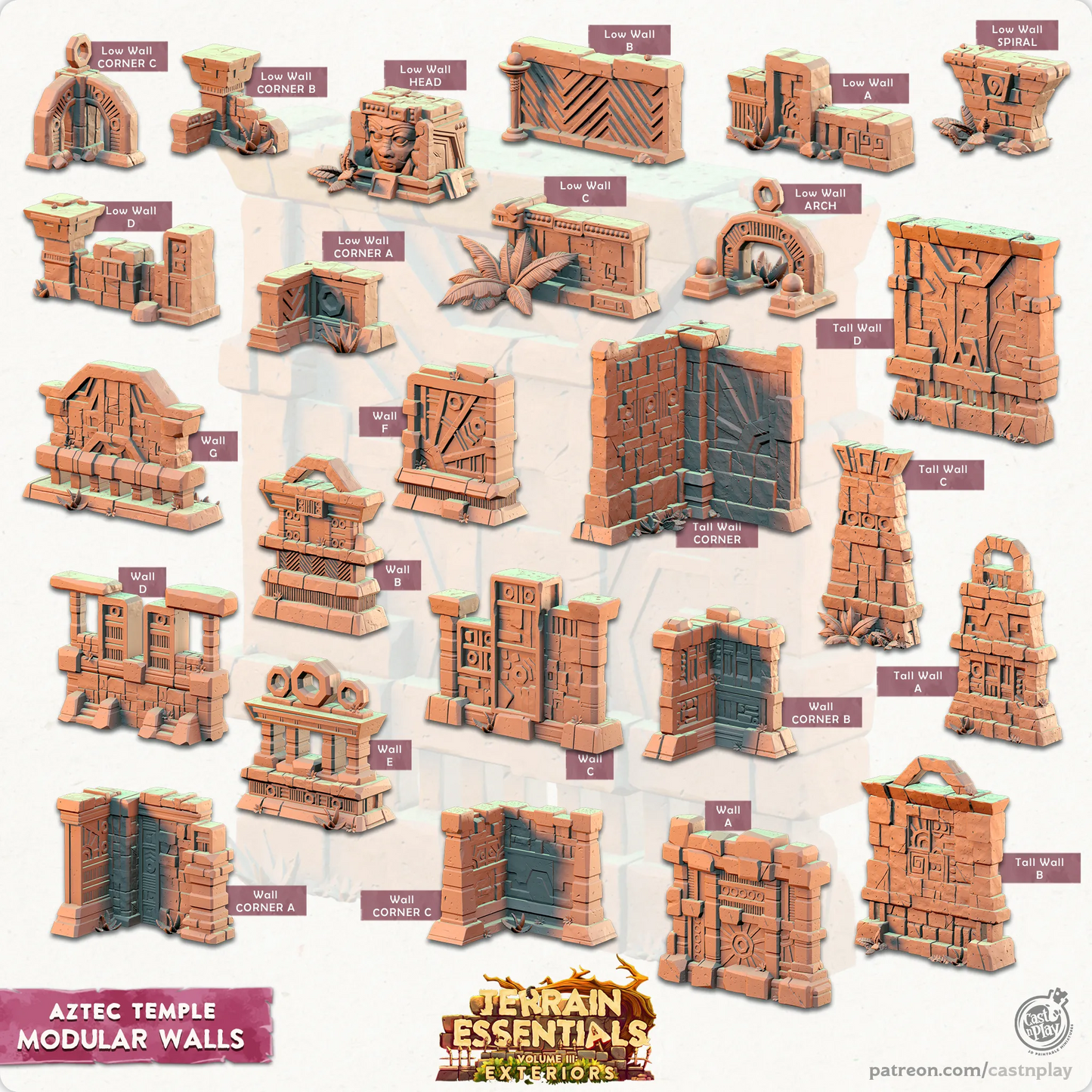 Aztec Temple Set | TTRPG Scatter Diorama Dollhouse Miniature | Terrain Essentials
