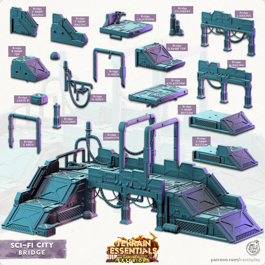 Sci-Fi City Set | TTRPG Scatter Diorama Dollhouse Miniature | Terrain Essentials