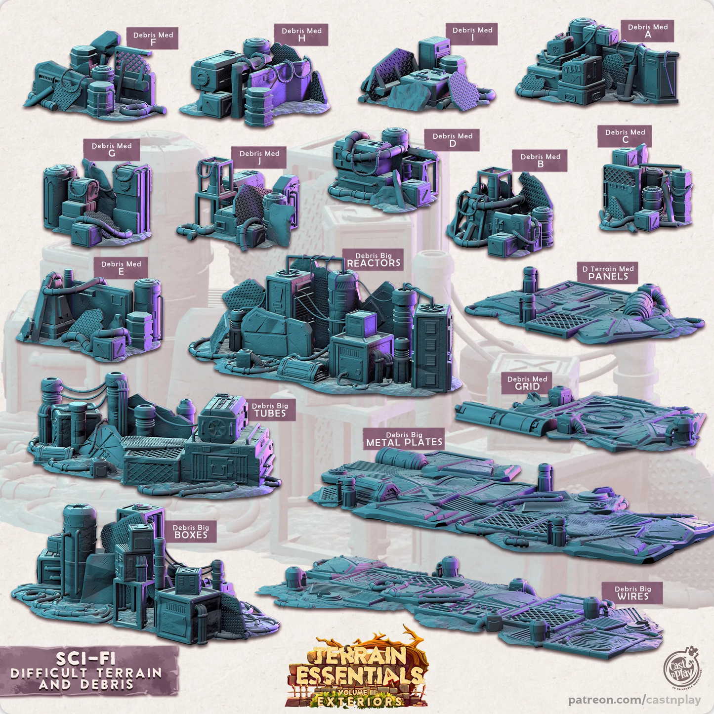 Sci-Fi City Set | TTRPG Scatter Diorama Dollhouse Miniature | Terrain Essentials