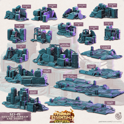 Sci-Fi City Set | TTRPG Scatter Diorama Dollhouse Miniature | Terrain Essentials