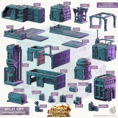 Sci-Fi City Set | TTRPG Scatter Diorama Dollhouse Miniature | Terrain Essentials