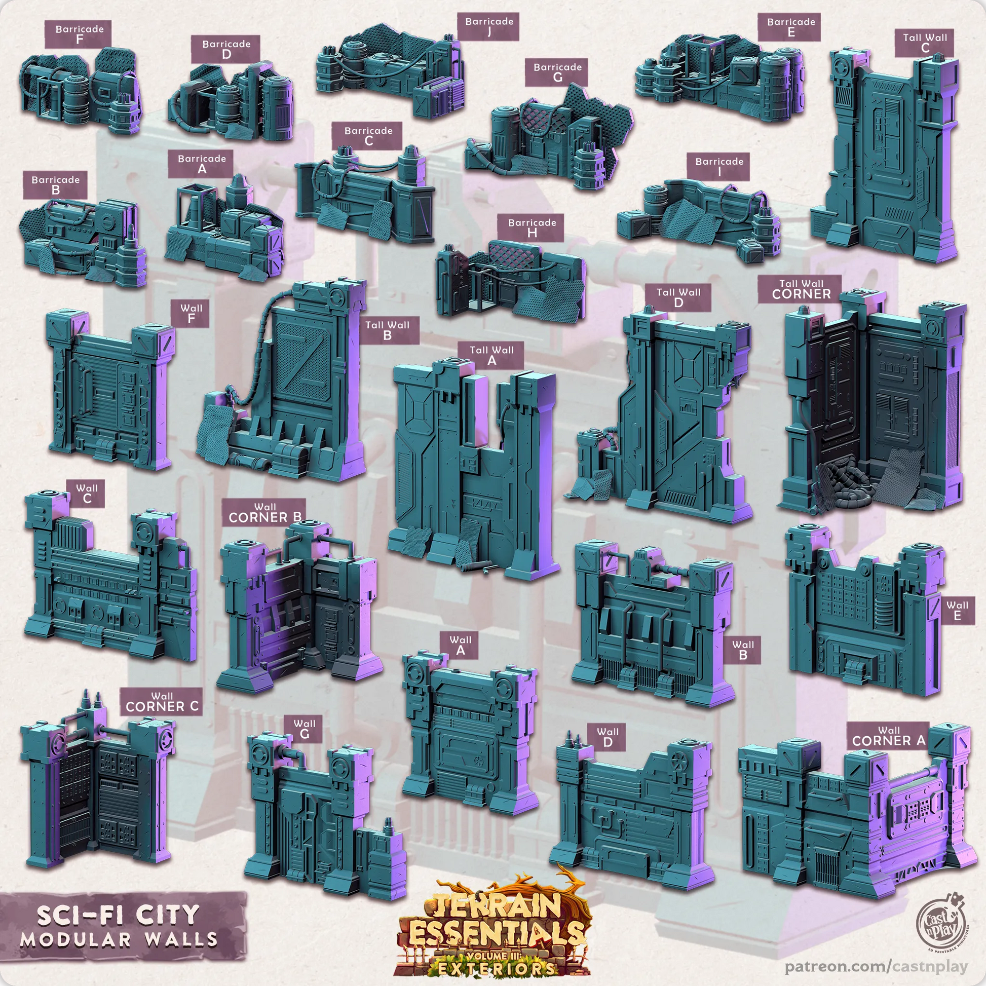 Sci-Fi City Set | TTRPG Scatter Diorama Dollhouse Miniature | Terrain Essentials