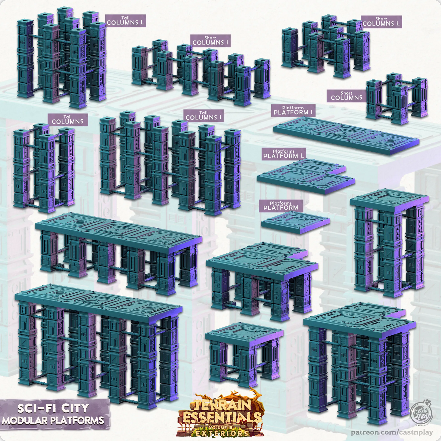 Sci-Fi City Set | TTRPG Scatter Diorama Dollhouse Miniature | Terrain Essentials