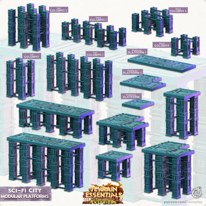 Sci-Fi City Set | TTRPG Scatter Diorama Dollhouse Miniature | Terrain Essentials