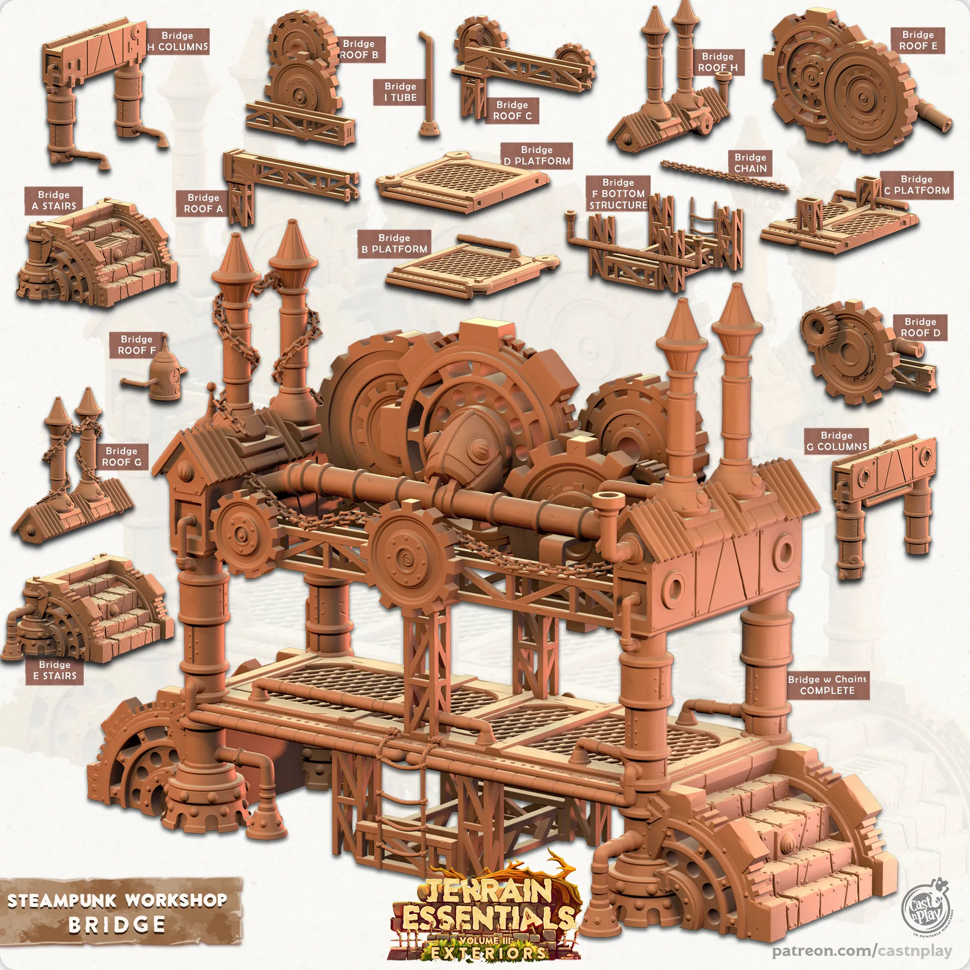 Steampunk Workshop Set | TTRPG Scatter Diorama Dollhouse Miniature | Terrain Essentials