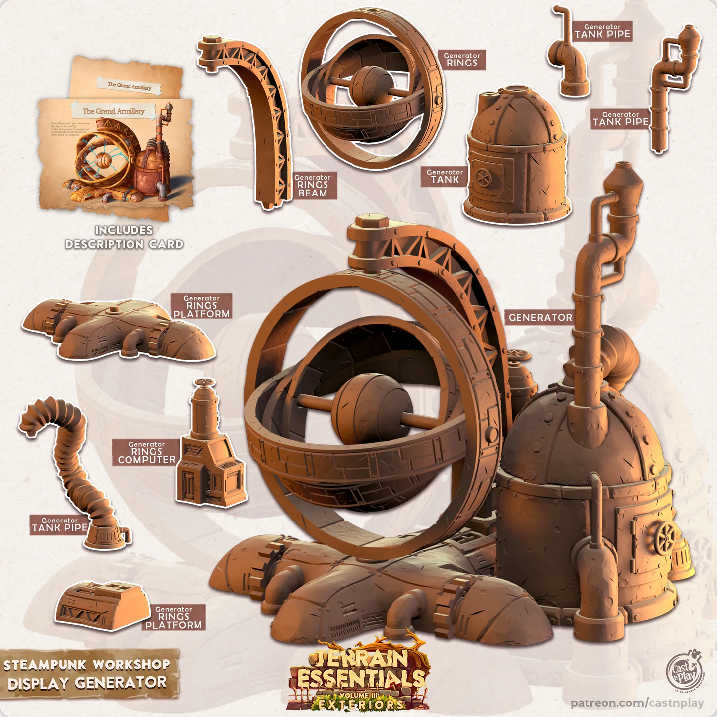 Steampunk Workshop Set | TTRPG Scatter Diorama Dollhouse Miniature | Terrain Essentials