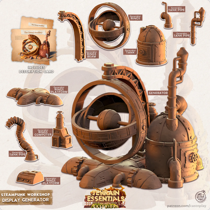 Steampunk Workshop Set | TTRPG Scatter Diorama Dollhouse Miniature | Terrain Essentials