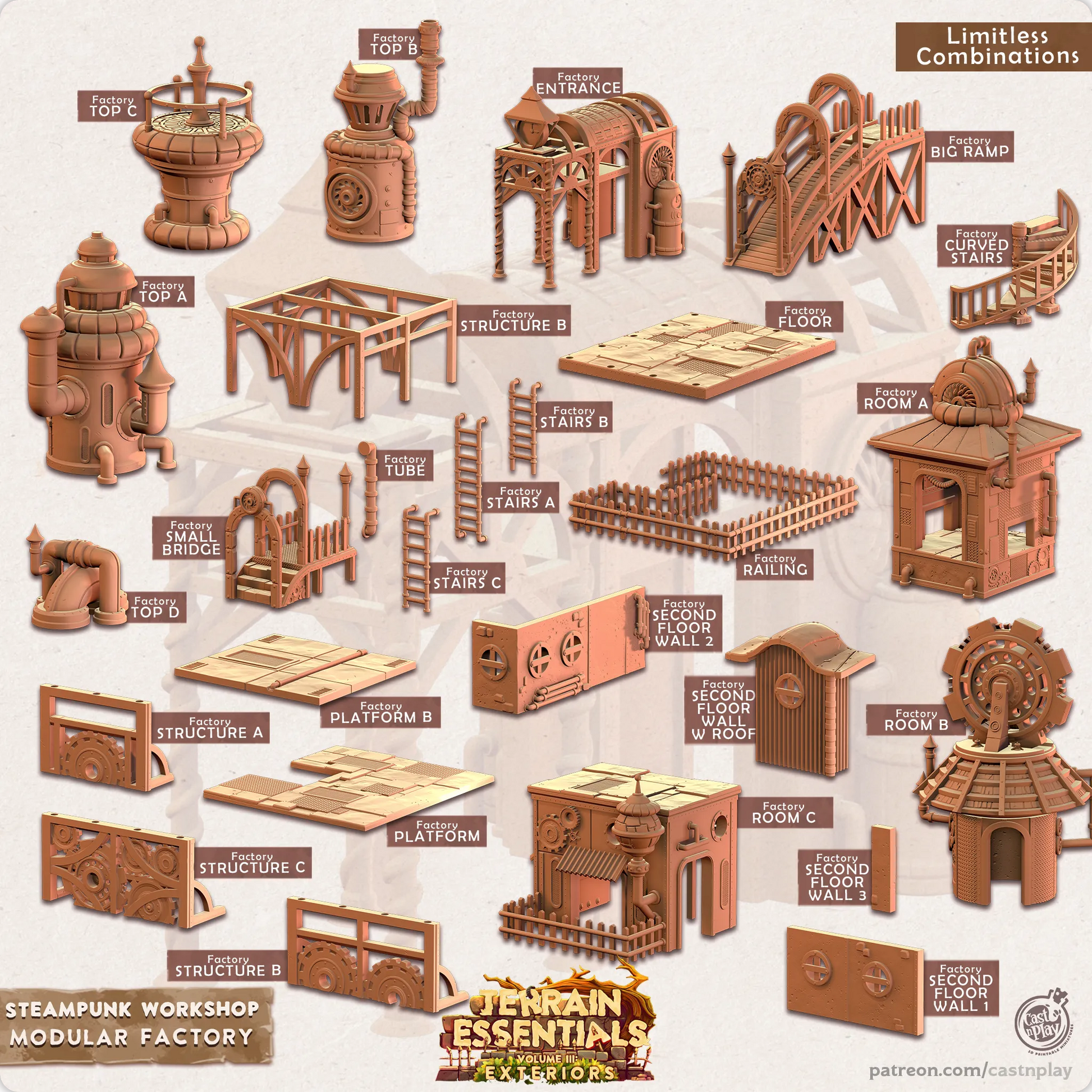 Steampunk Workshop Set | TTRPG Scatter Diorama Dollhouse Miniature | Terrain Essentials