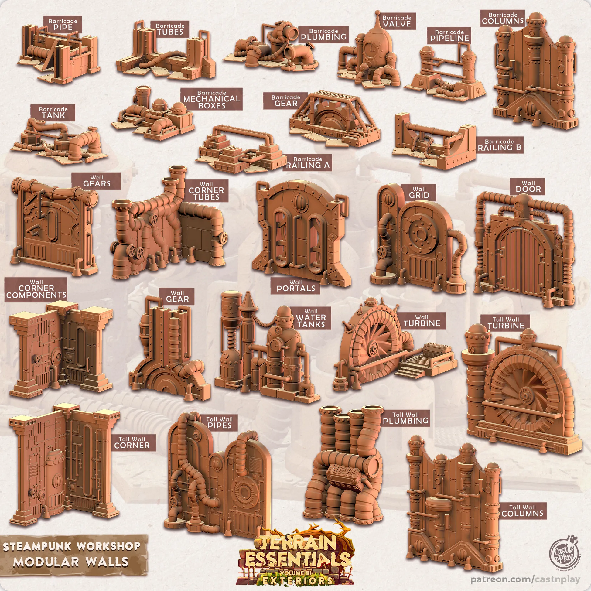 Steampunk Workshop Set | TTRPG Scatter Diorama Dollhouse Miniature | Terrain Essentials