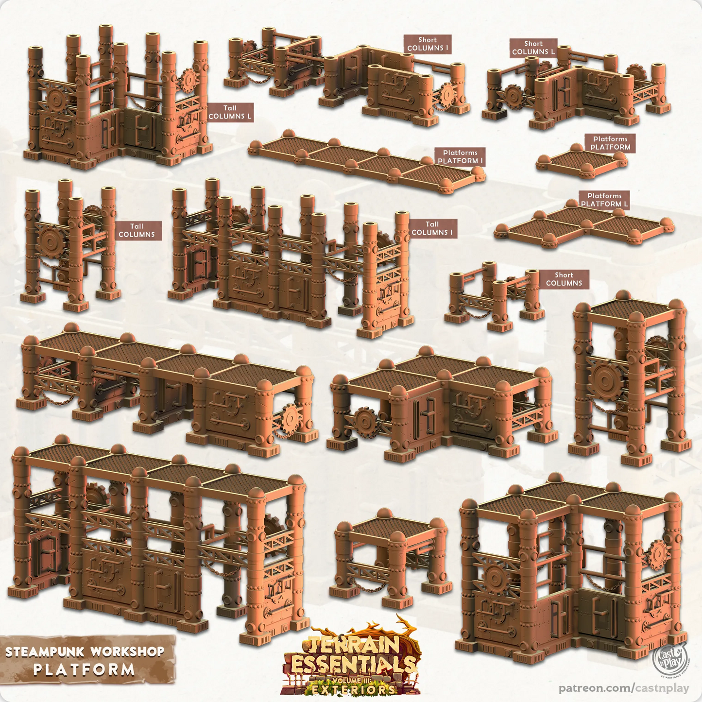 Steampunk Workshop Set | TTRPG Scatter Diorama Dollhouse Miniature | Terrain Essentials