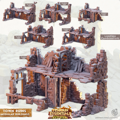 Town Ruins Set | TTRPG Scatter Diorama Dollhouse Miniature | Terrain Essentials