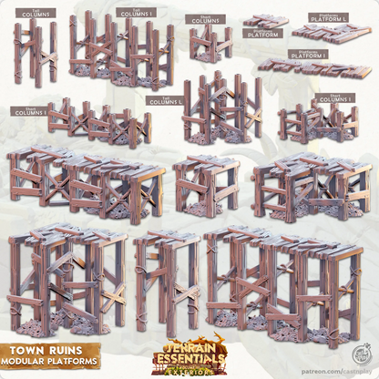 Town Ruins Set | TTRPG Scatter Diorama Dollhouse Miniature | Terrain Essentials