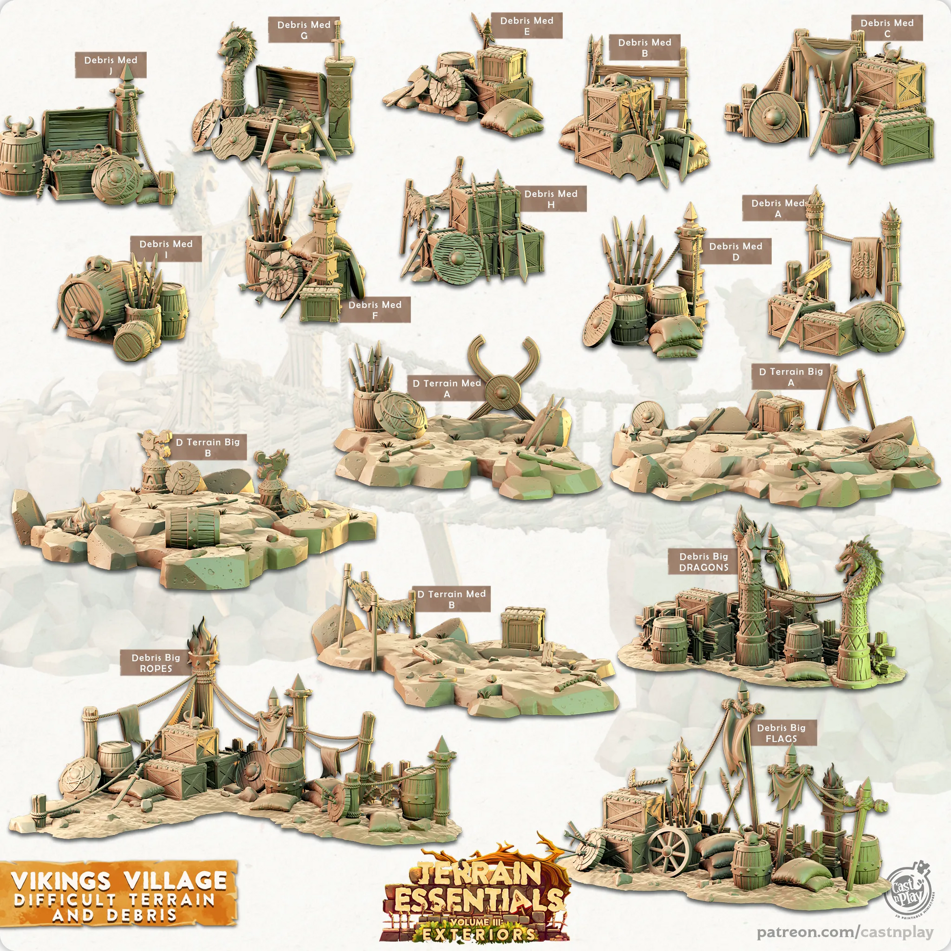 Viking Village Set | TTRPG Scatter Diorama Dollhouse Miniature | Terrain Essentials