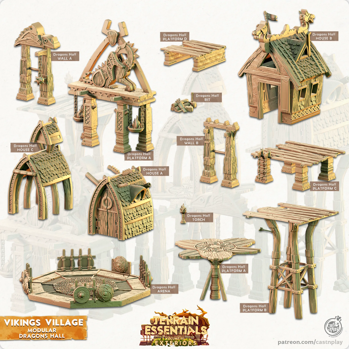 Viking Village Set | TTRPG Scatter Diorama Dollhouse Miniature | Terrain Essentials