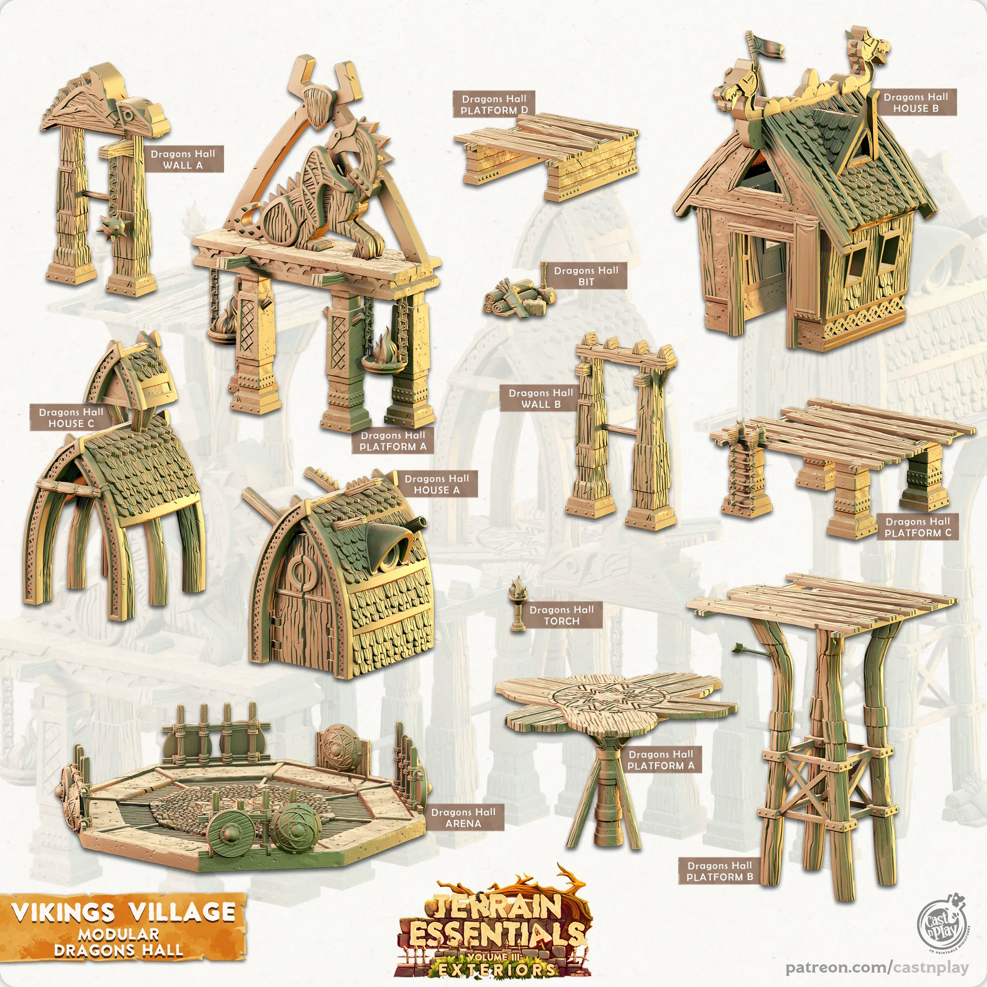 Viking Village Set | TTRPG Scatter Diorama Dollhouse Miniature | Terrain Essentials