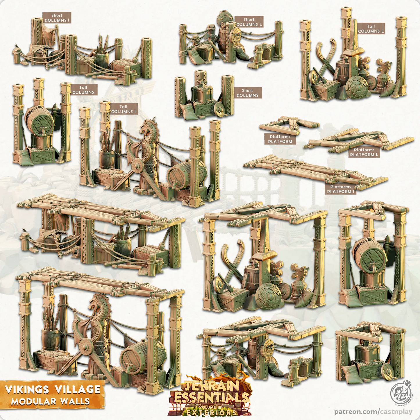 Viking Village Set | TTRPG Scatter Diorama Dollhouse Miniature | Terrain Essentials