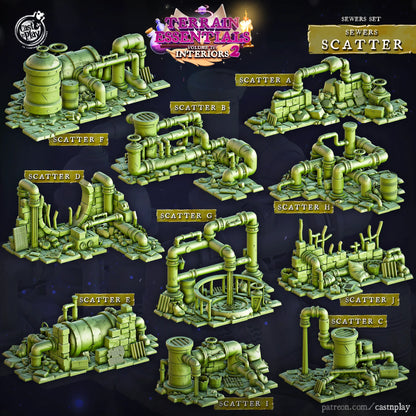 Sewers Set | TTRPG Scatter Diorama Dollhouse Miniature | Terrain Essentials
