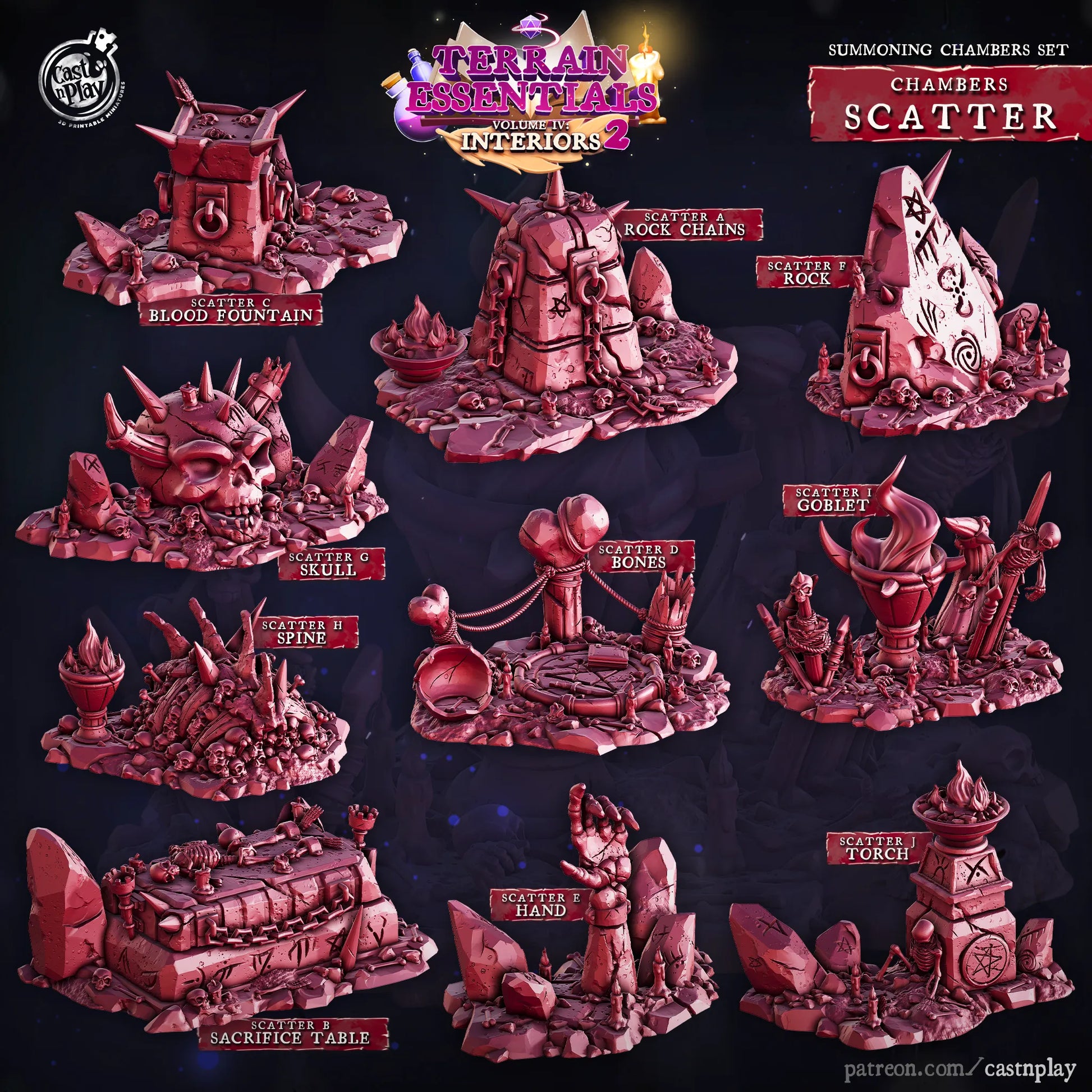 Summoning Chamber Set | TTRPG Scatter Diorama Dollhouse Miniature | Terrain Essentials