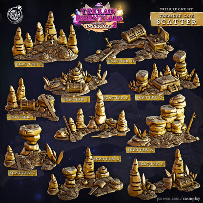 Treasure Cave Set | TTRPG Scatter Diorama Dollhouse Miniature | Terrain Essentials