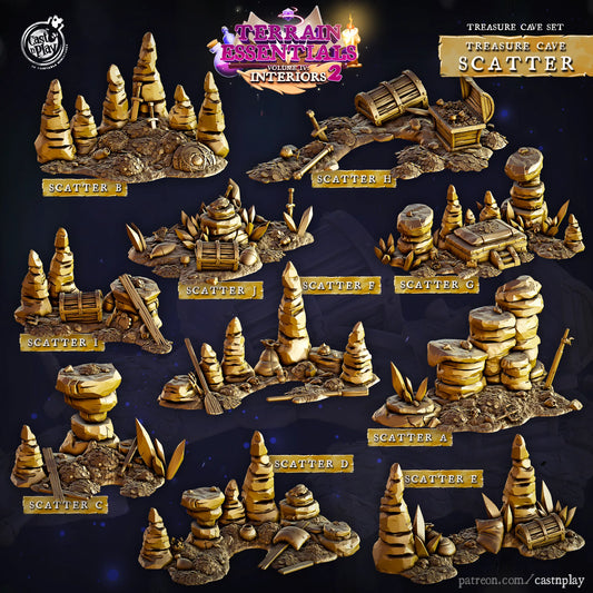 Treasure Cave Set | TTRPG Scatter Diorama Dollhouse Miniature | Terrain Essentials