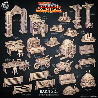 Barn Set | TTRPG Scatter Diorama Dollhouse Miniature | Terrain Essentials