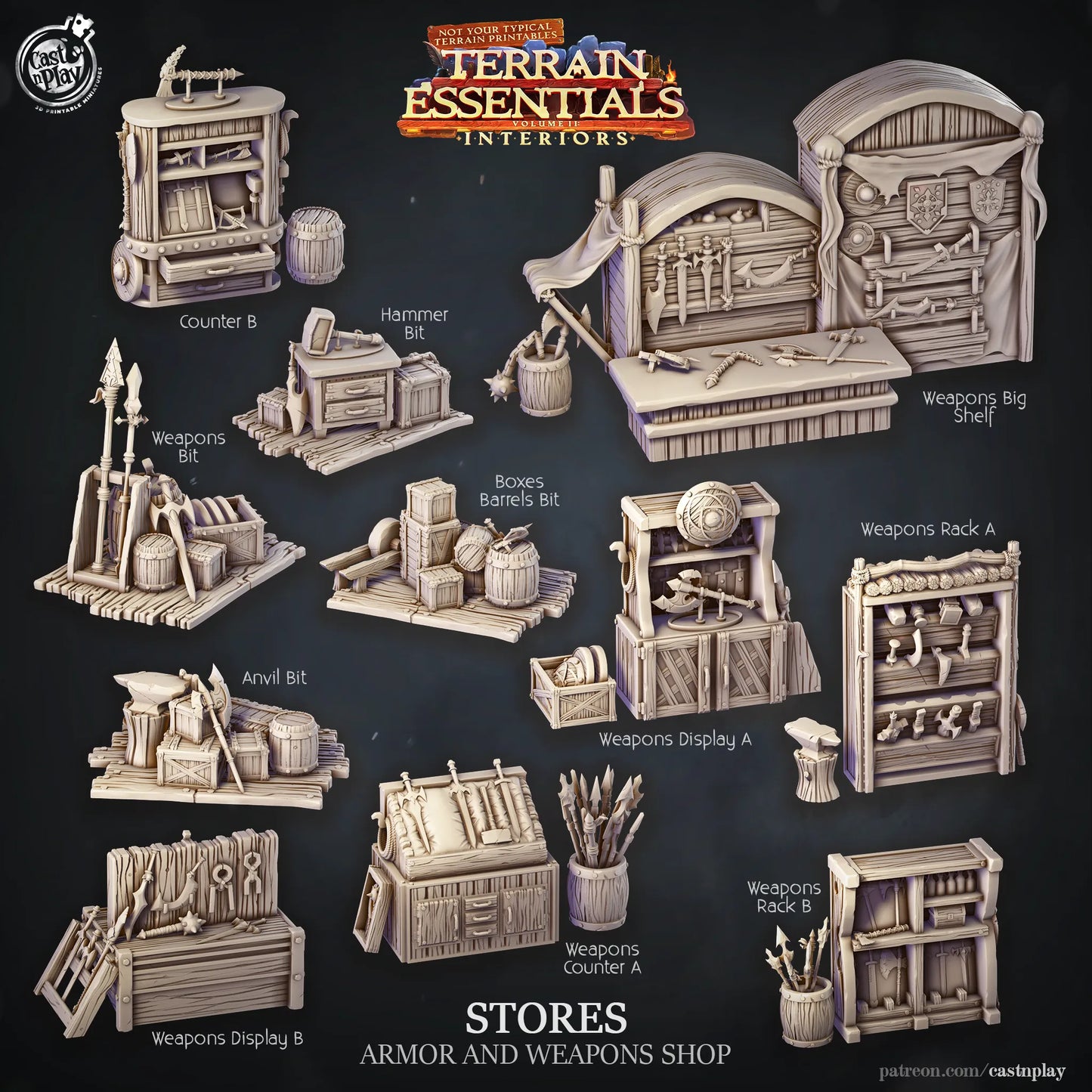 Shops Set | TTRPG Scatter Diorama Dollhouse Miniature | Terrain Essentials