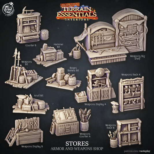 Shops Set | TTRPG Scatter Diorama Dollhouse Miniature | Terrain Essentials