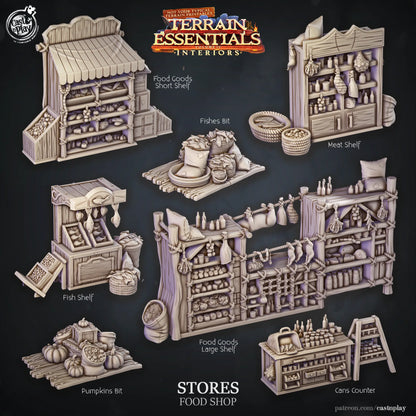Shops Set | TTRPG Scatter Diorama Dollhouse Miniature | Terrain Essentials