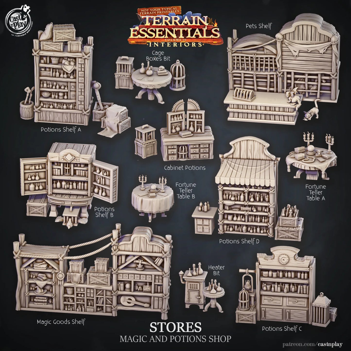 Shops Set | TTRPG Scatter Diorama Dollhouse Miniature | Terrain Essentials