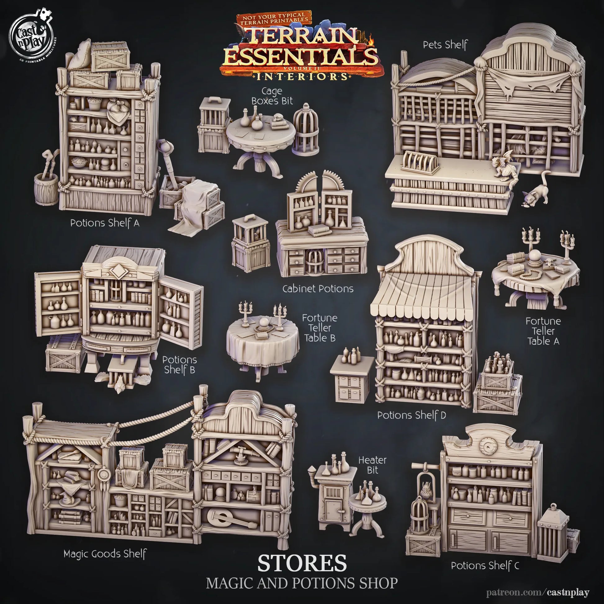 Shops Set | TTRPG Scatter Diorama Dollhouse Miniature | Terrain Essentials