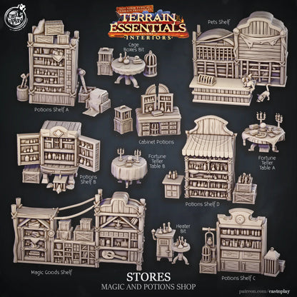 Shops Set | TTRPG Scatter Diorama Dollhouse Miniature | Terrain Essentials