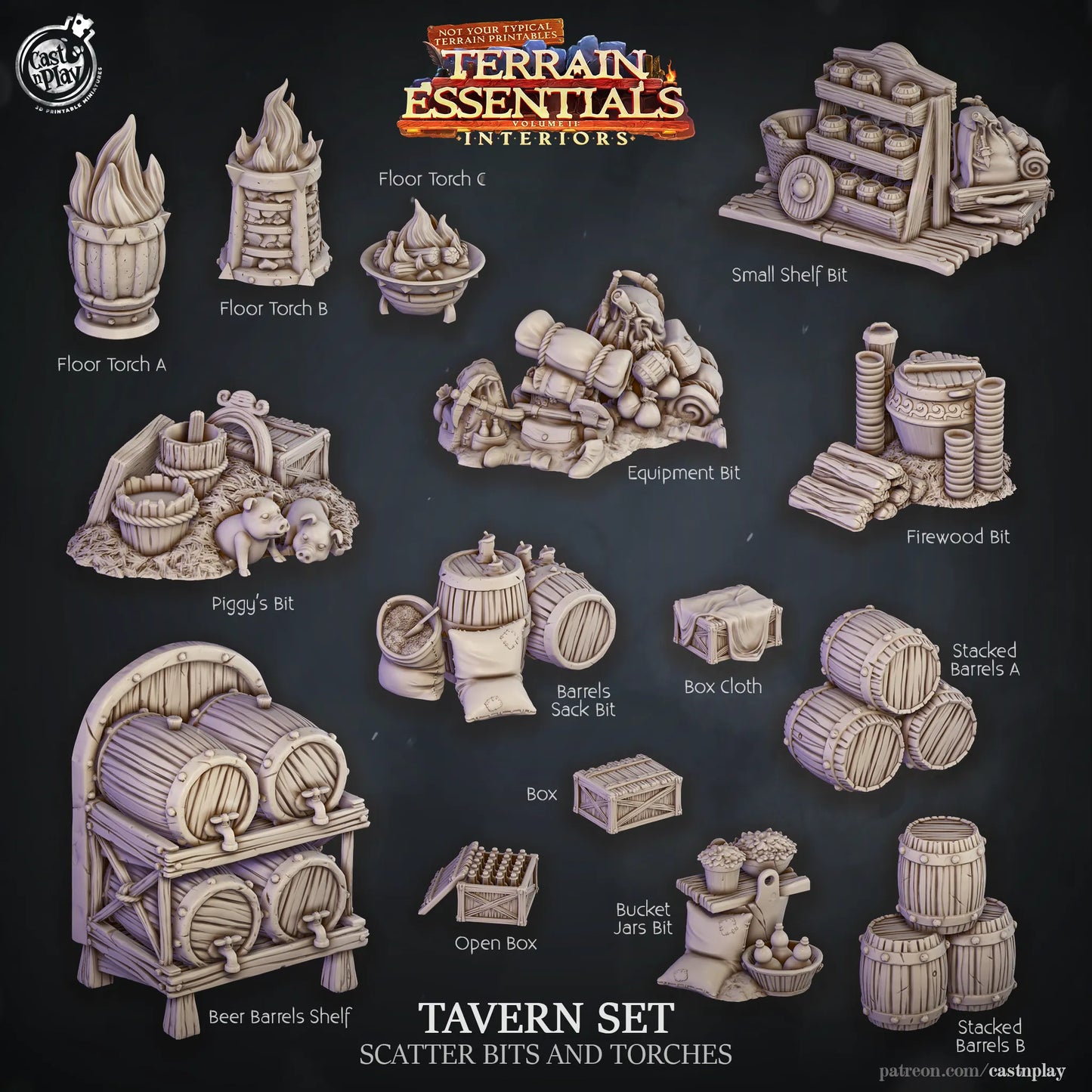 Tavern Set | TTRPG Scatter Diorama Dollhouse Miniature | Terrain Essentials