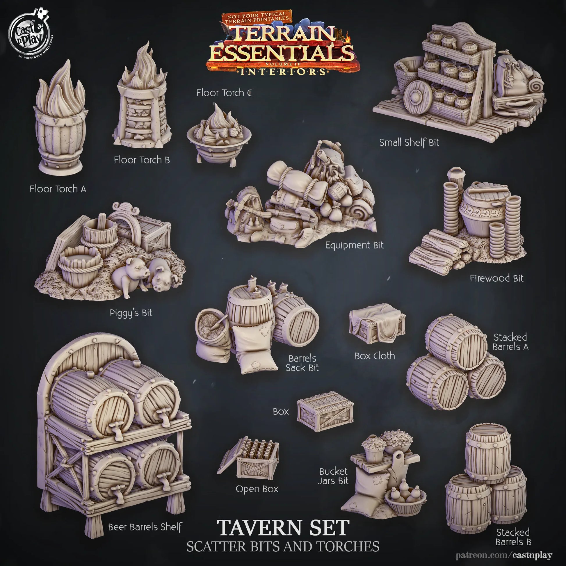 Tavern Set | TTRPG Scatter Diorama Dollhouse Miniature | Terrain Essentials