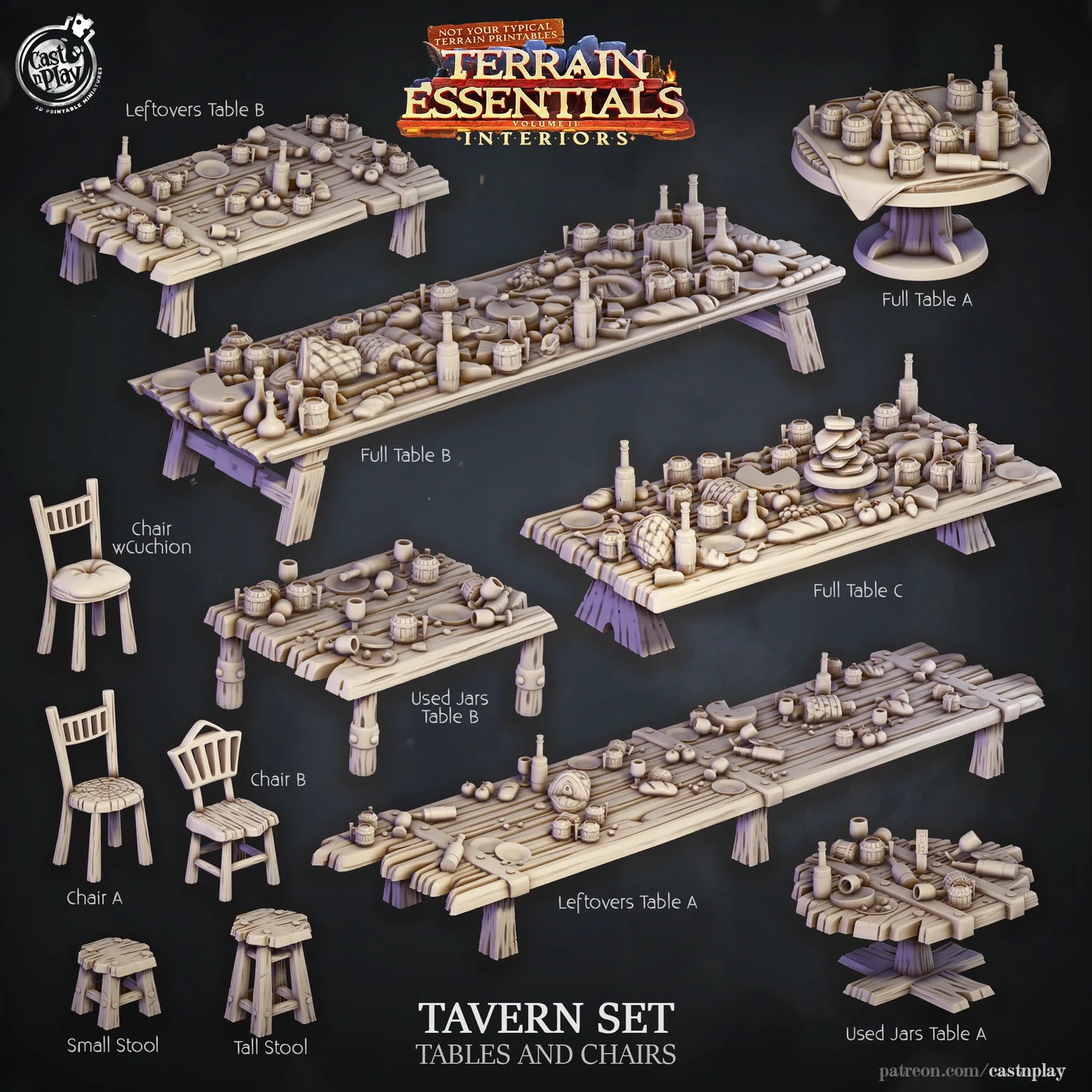 Tavern Set | TTRPG Scatter Diorama Dollhouse Miniature | Terrain Essentials