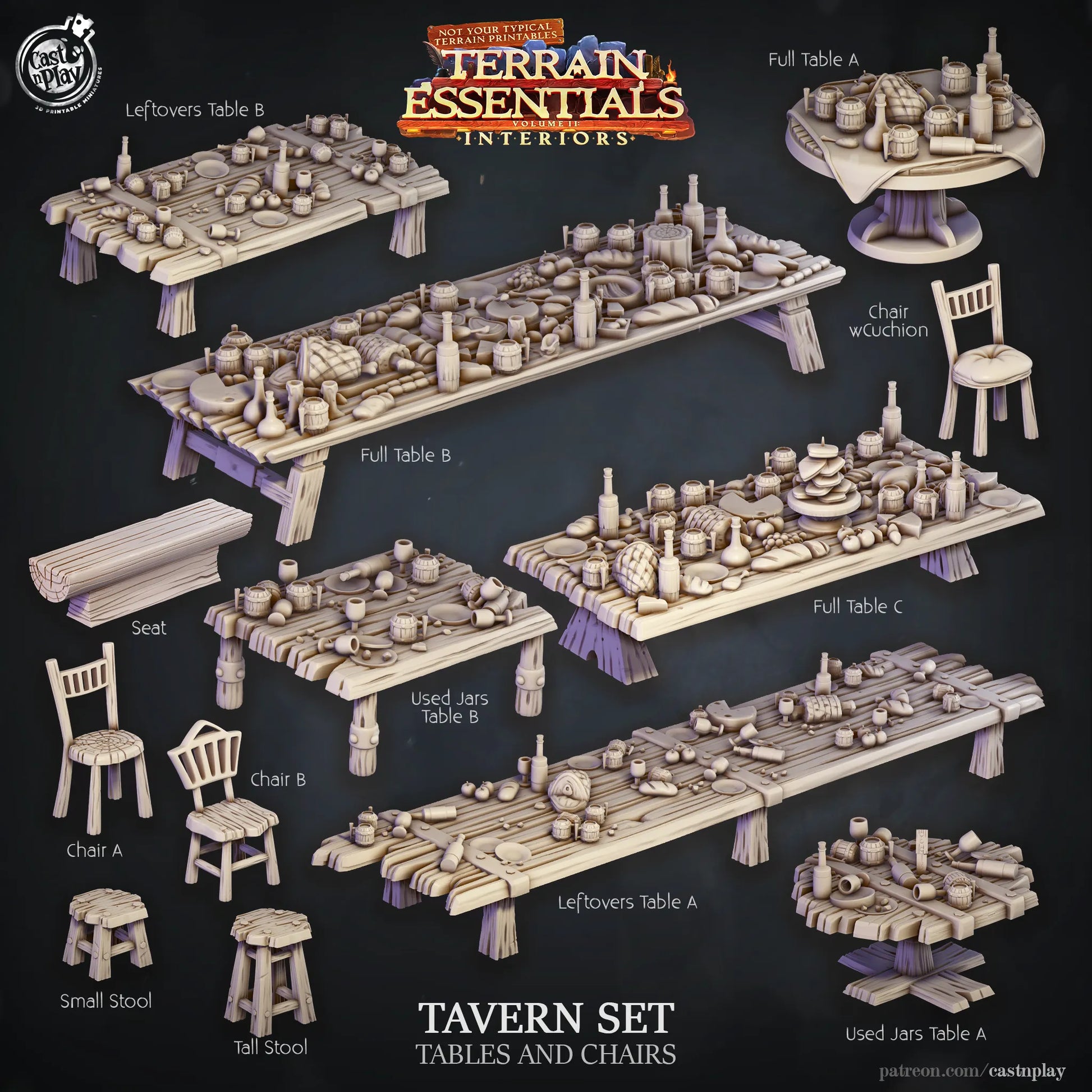 Tavern Set | TTRPG Scatter Diorama Dollhouse Miniature | Terrain Essentials