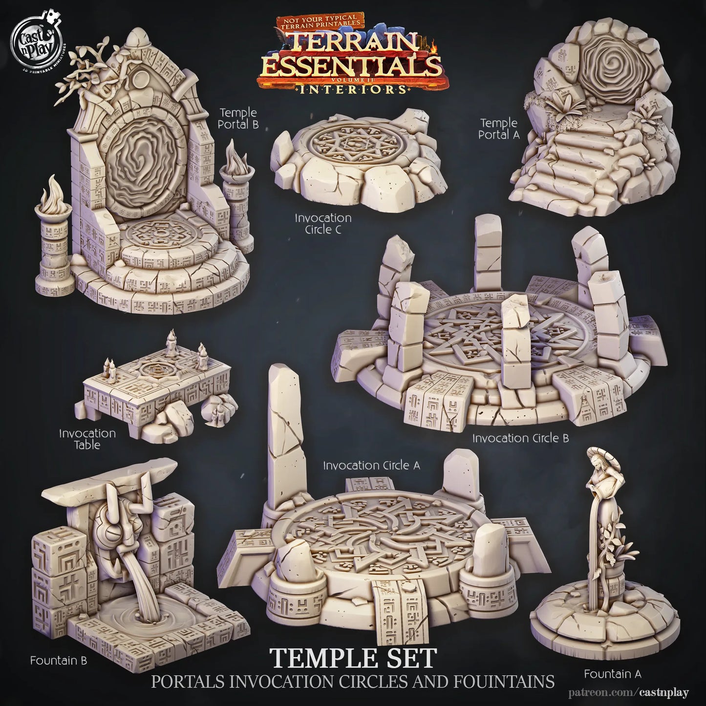 Temple Set | TTRPG Scatter Diorama Dollhouse Miniature | Terrain Essentials