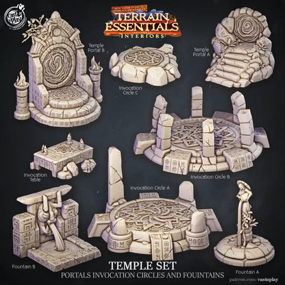 Temple Set | TTRPG Scatter Diorama Dollhouse Miniature | Terrain Essentials