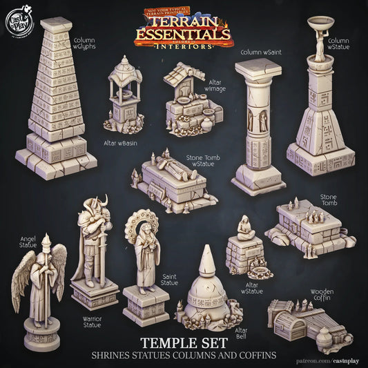 Temple Set | TTRPG Scatter Diorama Dollhouse Miniature | Terrain Essentials