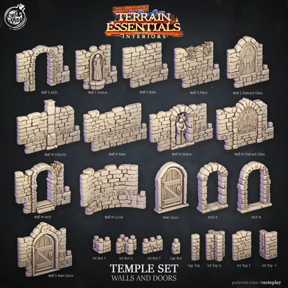 Temple Set | TTRPG Scatter Diorama Dollhouse Miniature | Terrain Essentials
